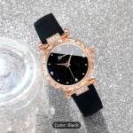 Elegant 5pcs Women’s Watch & Jewelry Set – rhinestone design, faux leather band, quartz movement. Perfect gift for Mom, birthdays, or daily wear.